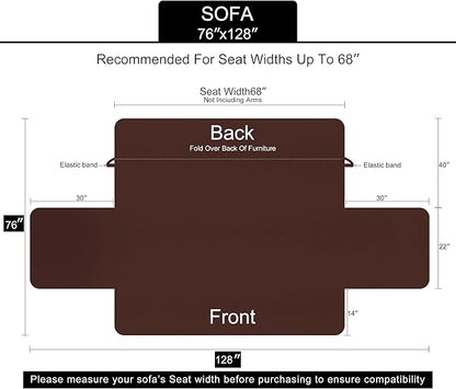 U-NICE HOME Reversible Sofa Cover Couch Cover for Dogs with Elastic Straps Water Resistant Furniture Protector for Pets Couch Cover for 3 Cushion Couch (Sofa, Beige/Beige)