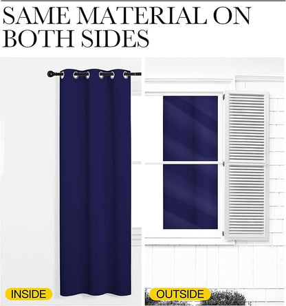NICETOWN Window Drapes Long Curtains - Living Room Panels Grommet Top Window Treatment for Hall & Guest Room (Navy Blue, 42 inches Wide x 95 inches Long, 2 Pieces)