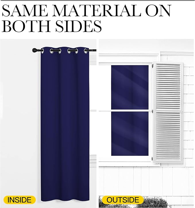NICETOWN Navy Blue Blackout Curtains 78 inches Length for Living Room, 2 Panels, 55" Wide, Thermal Insulated Decoration Drapes for Bedroom Window