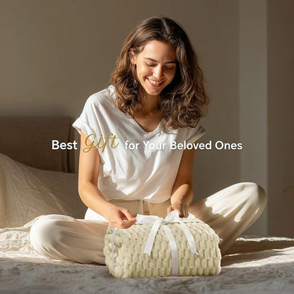 BEDELITE Fleece Throw Blanket for Couch & Bed - 3D Jacquard Decorative Almond Blanket, Super Soft and Cozy Warm Fuzzy Blanket All Seasons Suitable, 60x80Inches