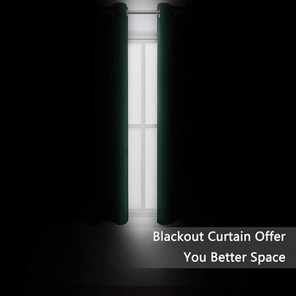 LEMOMO Dark Green Thermal Blackout Curtains/42 x 72 Inch/Set of 2 Panels Room Darkening Curtains for Bedroom