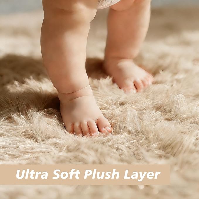yulidayang Fluffy Round Area Rugs for Bedroom,6'X6'Shag Circle Area Rugs for Girls Room,Non Slip Fuzzy Plush Rug for Kids Room Living Room and Dorm Home Decor Rug