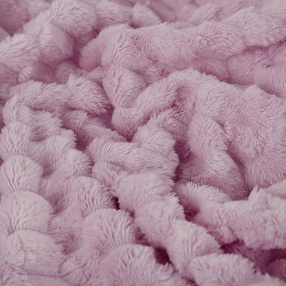 Puncuntex Light Purple Throw Blanket 50"×60" inches Fuzzy 3D Jacquard Decorative Flannel Fleece Super Soft Plush Cozy Blanket for Couch Sofa Chair Lightweight