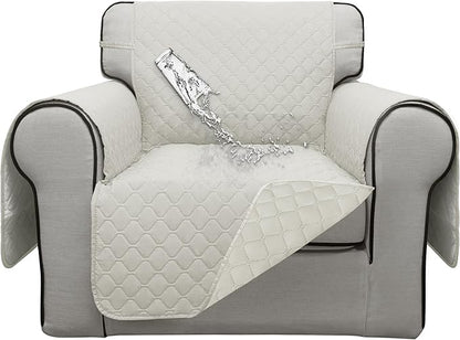 ISSUNTEX Double Protection 100% Waterproof Chair Sofa Covers for Living Room, Couch Covers for Chair Sofa, Reversible Furniture Protector Sofa Cover for Dogs, Pets, Kids (Chair, Ivory/Ivory)