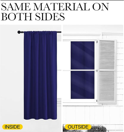 NICETOWN Kitchen Curtains, Short Blackout Drapes, Navy Blue, 34" Wide by 54" Long, 2 PCs, Thermal Insulated Blackout Curtain Panels for Kids Room, Play Room