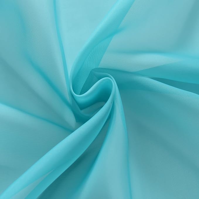 SpaceDresser Sheer Voile Window Treatment Rod Pocket Curtain Panels for Kitchen Bedroom Living Room Drapes Sunlight Filtering Privacy Semi Home Decor Assorted Colors Sizes (Turquoise, 52 W x 84 L)