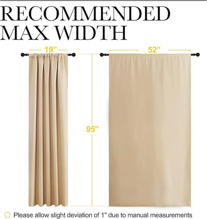 NICETOWN Room Darkening Curtains for Bedroom - Home Decoration Privacy Protection Thermal Insulated Solid Drapes/Draperies for Sliding Glass Door (Biscotti Beige, Set of 2, 52 x 95 inches)