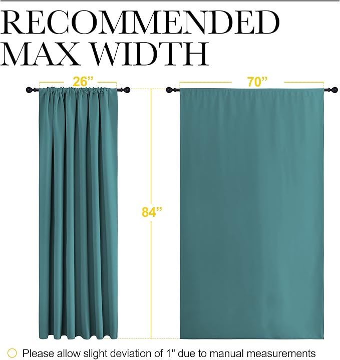 NICETOWN Living Room Curtains, Window Curtain Panels, Thermal Insulated Solid Rod Pocket Blackout Draperies/Drapes (Sea Teal, One Pair, 70 by 84-inch)