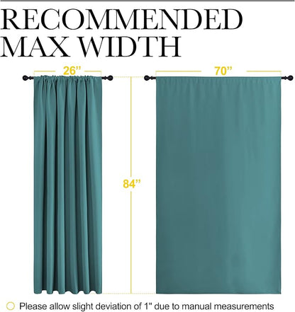 NICETOWN Living Room Curtains, Window Curtain Panels, Thermal Insulated Solid Rod Pocket Blackout Draperies/Drapes (Sea Teal, One Pair, 70 by 84-inch)