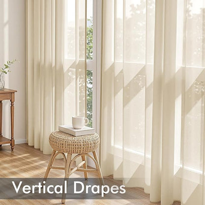 MIULEE Cream Sheer Curtains 84 Inches Long, 4 Panels Set, Light Filtering Rod Pocket Voile Drapes for Living Room and Bedroom, Airy Soft Fabric Window Treatments, 42 x 84 Inches