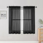 OWENIE Sheer Black Curtains 84 Inch Length 2 Panels Set for Living Room Bedroom, Rod Pocket Voile Sheer Panel Drapes, Black, 2pcs, Each 42" W x 48" L