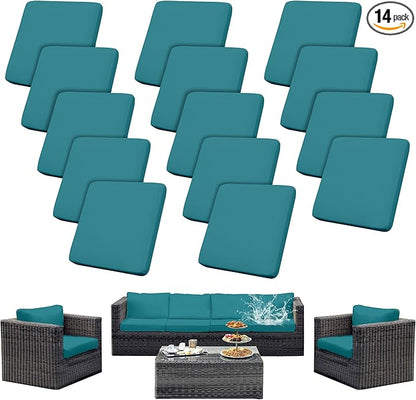 Outdoor Cushion Covers Set,14PCS Patio Furniture Couch Seat Slipcovers, Replacement for Sofa Sectional Chair(Cover，Only)