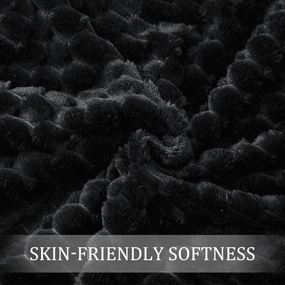 Exclusivo Mezcla Fleece Twin Blanket for Bed, Extra Large Fuzzy Black Bed Blankets, Soft Cozy Plush Sofa Throws for All Seasons, 60x80 Inches