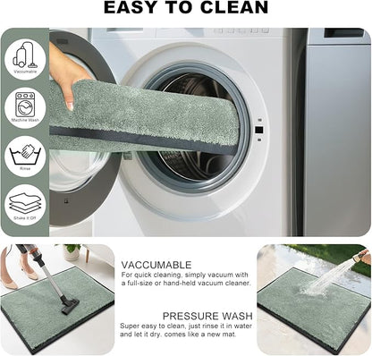 Mibao Dirt Trapper Door Mat for Indoor Outdoor, Waterproof All-Season, All-Weather Doormat, Heavy Duty Non-Slip Entrance Rug, Low Profile Absorbent Entrance Mat Carpet, 48" x 36", Green