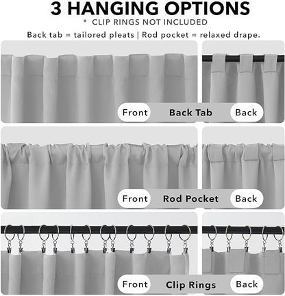 Deconovo Blackout Curtains, Thermal Insulated, W52 x L54 2 Panels, Back Tab, Machine Washable, Room-Darkening Drapes for Bedroom/Living Room Greyish White