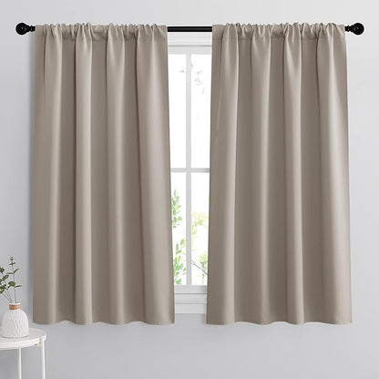 RYB HOME 54 inch Blackout Curtains for Living Room, Rod Pocket Thermal Insulated Small Window Drapes Room Darkening Shades for Bedroom Studio Dorm, W 42 x L 54 inch, Set of 2 Panels, Sand