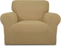 Easy-Going Stretch Chair Sofa Slipcover 1-Piece Couch Sofa Cover Furniture Protector Soft with Elastic Bottom for Kids, Pet. Spandex Jacquard Fabric Small Checks (Chair, Golden)