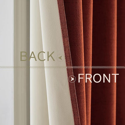 MIULEE Linen Curtains for Bedroom 100% Blackout Thermal Insulated Burnt Orange Grommet Room Darkening Curtains & Drapes Rust Terracotta Fall Decor for Living Room Nursery 52 x 45 Inch (2 Panels)
