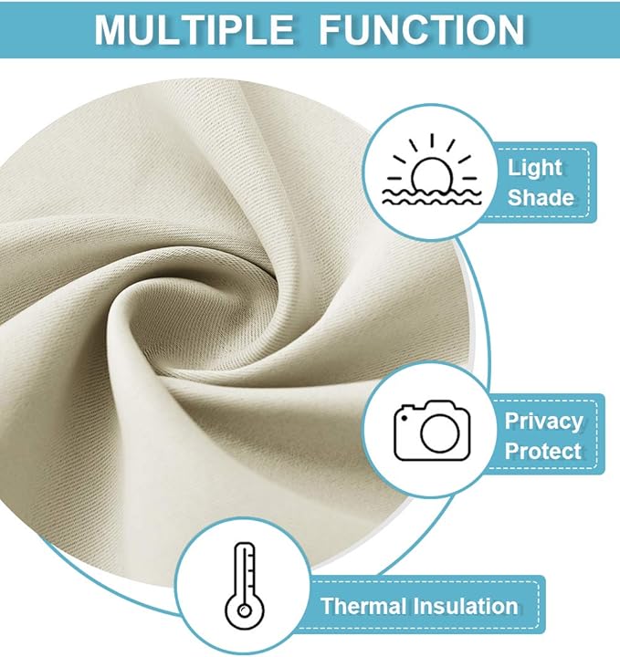 RYB HOME RV Curtains for Camper Windows, Mini Small Thermal Insulated Sunlight Heat Blocking Blocking Privacy Portable Curtains for Travel Trailer, Width 34 by Length 24, Beige, 2 Panels