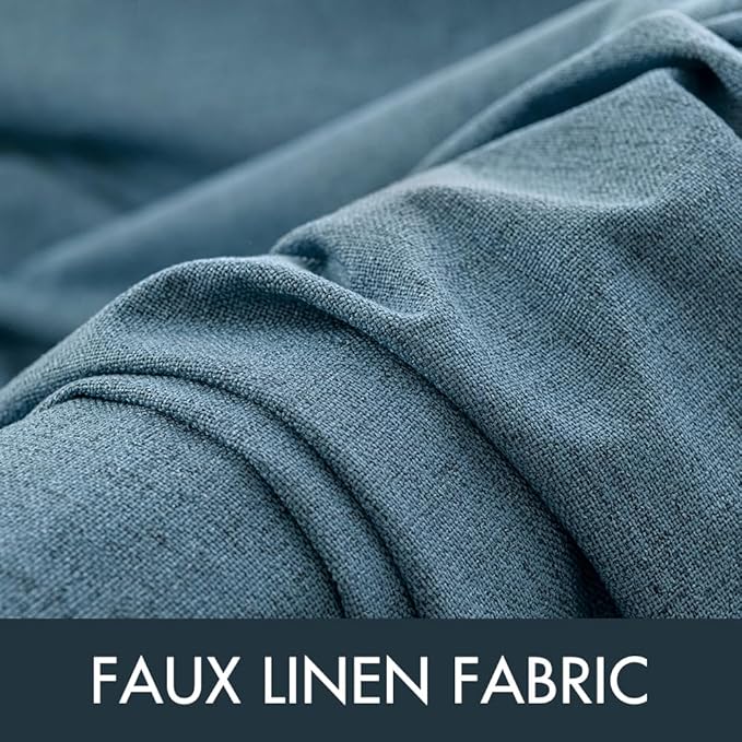MIULEE Linen Texture Curtains for Bedroom Solid 100% Blackout Thermal Insulated Dusty Blue Curtains Grommet Room Darkening Drapes Luxury Decor for Living Room Nursery 52x63 Inch (2 Panels)