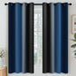 Yakamok Blackout Ombre Dark Blue and Black Curtains for Bedroom, Gradient Room Darkening Curtains, Grommet Thermal Insulated Light Blocking Window Drapes/Curtain for Living Room,52 x 63 Inch,2 Panels