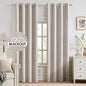 MIULEE 100% Blackout Linen Textured Curtains for Bedroom Solid Thermal Insulated Ivory Grommet Room Darkening Curtains & Drapes Luxury Decor for Living Room Nursery 52 x 94 Inch (2 Panels)