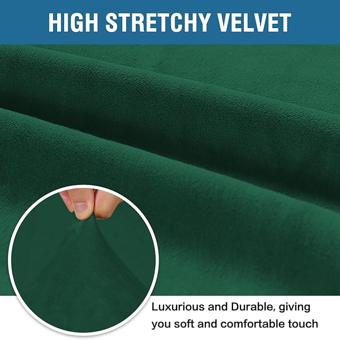 H.VERSAILTEX 1 Peice Stretch Velvet Sofa Covers for 3 Cushion Couch Covers Sofa Slipcovers Furniture Protector Soft, Crafted from Thick Comfy Rich Velour (Sofa 72"-90", Christmas Green)