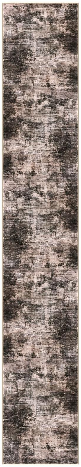 IOHOUZE Abstract Runner Rug 3x18 Ft Washable Runners for Hallways, Non Slip Kitchen Runner Printed Faux Wool Entryway Runner Indoor, Modern Abstract Floor Carpet for Hall Stair, Brown/Rust