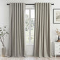 Flax Grey Blackout Curtains 95 Inch Length 2 Panels for Dining Room Darkening Curtain for Bedroom Linen Textured 100% Black Out Sunblock Light Blocking Long Drapes for Living Room Patio Door Back Tab
