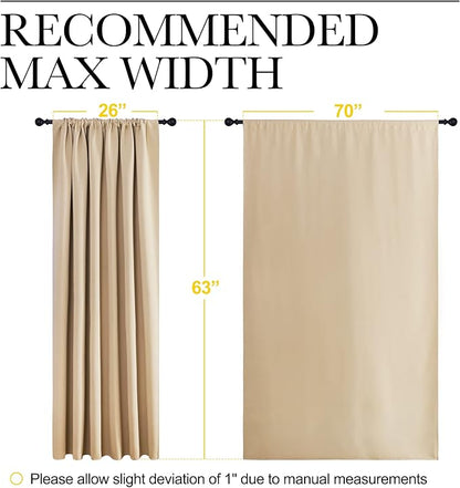 NICETOWN Room Darkening Curtains for Bedroom - Triple Weave Home Decoration Thermal Insulated Solid Drapes for Kitchen (Biscotti Beige, Set of 2 Panels, 70 x 63 Inch)