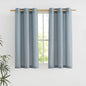 NICETOWN Stone Blue Short Linen Curtains for Kitchen, Thick Flax Small Window Treatments Semi Sheer Privacy Assured with Light Through for Cafe/Bathroom, W42 x L48, 2 Panels