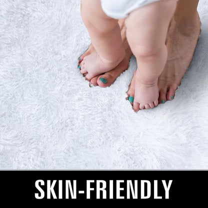 TWINNIS Super Soft Shaggy Rugs Fluffy Carpets 6x9 Feet, Indoor Modern Plush Area Rugs for Living Room Bedroom Kids Room Nursery Home Decor, Upgrade Anti-Skid Rectangular Fuzzy Rug, White