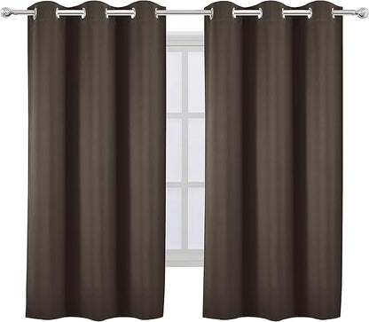 LEMOMO Chocolate Brown Blackout Curtains 40 x 63 Inch Length/Set of 2 Curtain Panels/Thermal Insulated Room Darkening Blackout Curtains for Bedroom