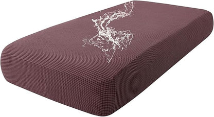 hyha Waterproof Couch Cushion Covers for Pets, Non Slip Sofa Seat Cover for Dogs Washable, Soft Thick Stretch Jacquard Fabric, Sofa Slipcovers with Elastic Bottom (1 Piece for Medium, Chocolate)
