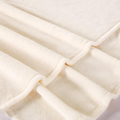 TASTHROW Large Flannel Fleece Throw Blanket, 60×80 Inch - Cozy Lightweight Thick Blanket - All Seasons Suitable for Women, Men and Kids (Cream White)