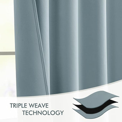 MIULEE Slate Blue Back Tab Blackout Curtains 84 Inch Length 2 Panels Set for Living Room Bedroom Privacy, Rod Pocket/Pinch Pleat Thermal Insulated Room Darkening Pleated Light Blocking Drapes