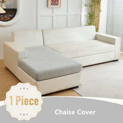 Couch Cushion Covers for Sofa Couch Covers Wear-Resistant Universal Sofa Cover Washable Stretch for Sectional Slipcovers (Texture-Light Gray,Chaise Cover)