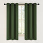 NICETOWN Dark Green Blackout Cafe Satin Curtains for Small Windows, 42" Wide by 63" Long, 2 Panels, Grommet Noise Reducing Faux Silk Blackout Drapes for Dining Room