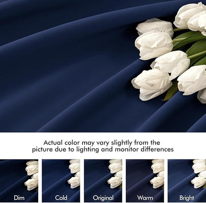 MIULEE Navy Blue Back Tab Blackout Curtains 72 Inches Long 2 Panels Set for Living Room Bedroom Privacy, Rod Pocket/Pinch Pleat Thermal Insulated Room Darkening Pleated Light Blocking Drapes