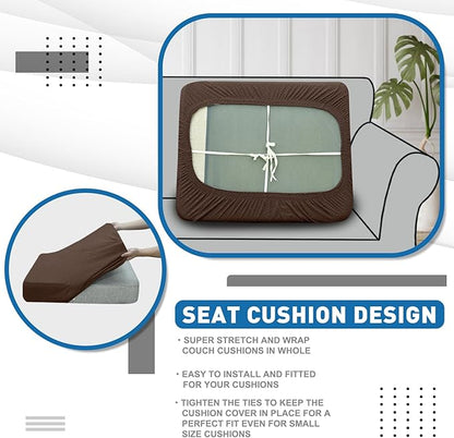 XINEAGE Large Couch Cushion Covers Seat Cushion Cover Thick Stretch Sofa Slipcovers 1 Piece Individual Couch Covers with Elastic Bottom(Single XL Seat Cushion/Backrest,Coffee)