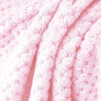 Exclusivo Mezcla Fleece Throw Blanket, Super Soft and Warm Blankets for Couch, Sofa and Bed Waffle Textured, Cozy, Fuzzy and Lightweight (Light Pink, 40x50 Inches)