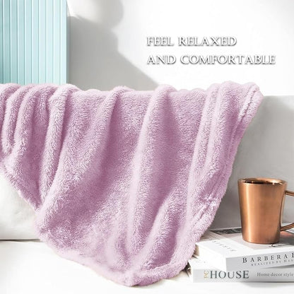 Exclusivo Mezcla Plush Fuzzy Fleece Throw Blanket Extra Large, Super Soft, Fluffy and Warm Blankets for Couch, Bed, All Season (Light Purple, 50x70 inches)