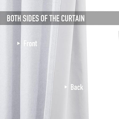 100% Blackout Shield Linen Blackout Curtains for Bedroom, Greyish White Grommet Curtains for Living Room, Thermal Insulated Room Darkening Drapes for Nursery, Boho Home Decor, 40" W x 45" L, 2 Panels
