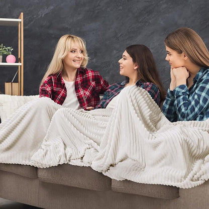 Buryeah 12 Pcs Flannel Throw Blanket Bulk 50 x 60 in Sleepover Blanket Outdoor Wedding Throw Lightweight, Oeko-tex Standard 100 Certified for Sofa Homeless Gifts (Cream White)