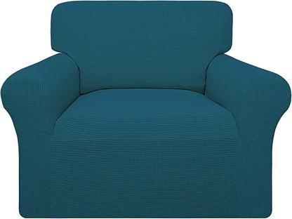 Easy-Going 100% Waterproof Chair Couch Cover, Dual Waterproof Sofa Cover, Stretch Jacquard Sofa Slipcover, Leakproof Furniture Protector for Kids, Pets, Dog and Cat (Chair, Peacock Blue)