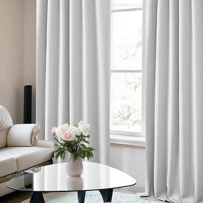 Deconovo Blackout Curtains, Thermal Insulated, W52 x L84 2 Panels, Back Tab, Machine Washable, Room-Darkening Drapes for Bedroom/Living Room Greyish White