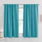 PONY DANCE Room Darkening Curtains - Bedroom Window Treatment Panels Back Tab/Rod Pocket Short Blackout Curtains Light Filtering Elegant Home Decoration, 42 by 45 Inches, Blue Mist, 1 Pair