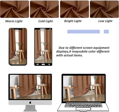 Simplebrand Ava Sun Baked Blackout Curtains for Bedroom 63 Inch Length 2 Panels, Solid Thermal Insulated Energy Saving Rod Pocket Window Treatment Curtains Blackout Drapes, W40 x L63 Inch, Sun Baked