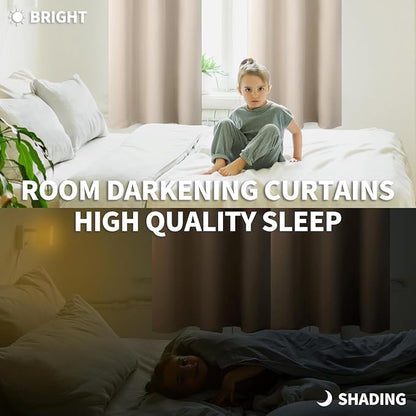 BGment Blackout Curtains - Grommet Thermal Insulated Room Darkening Bedroom and Living Room Curtains, Set of 2 Panels (52 x 63 Inch, Champagne)