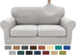 XINEAGE 2026 New 3 Pieces Couch Covers for 2 Cushion Sofa Super Stretch Loveseat Slipcover Pet Dog Universal Slip Cover Anti Slip Love Seat Furniture Protector (Silver Grey, 55"-69")